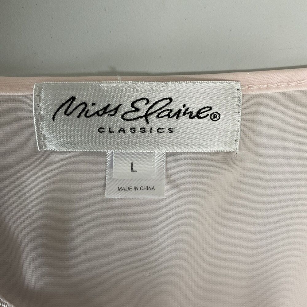 Miss Elaine Large Pastel Pink Housecoat Robe Floral Embroidery - Picture 4 of 8